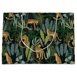 Leopard-Dschungelwald-Illustration Nahtlos Große Geschenktüte