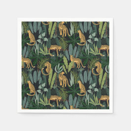 Leopard-Dschungelwald-Illustration Nahtloser Zoll Serviette