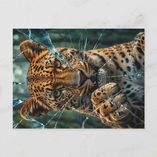 Leopard durchbrechen postkarte (Vorderseite)