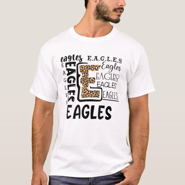 Leopard Eagles Typografy Football Sport T-Shirt (Vorderseite)