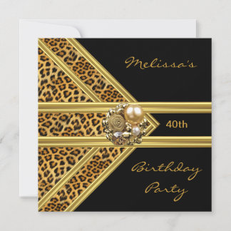 Leopard Einladung Elegantes Goldschmuck aus schwar