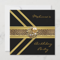 Leopard Einladung Elegantes Goldschmuck aus schwar