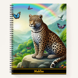 Leopard Elegante: farbenfrohe Dschungelentfernung Notizbuch