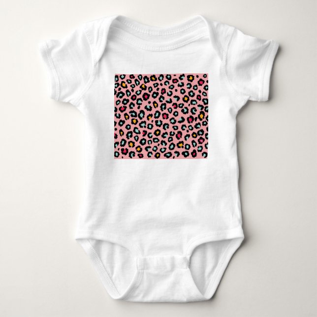 Leopard Exotic: farbenfroher Nahtloser Spaß. Baby Strampler (Vorderseite)