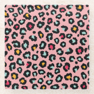 Leopard Exotic: farbenfroher Nahtloser Spaß. Glasuntersetzer