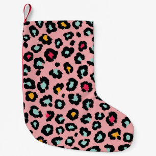 Leopard Exotic: farbenfroher Nahtloser Spaß. Kleiner Weihnachtsstrumpf