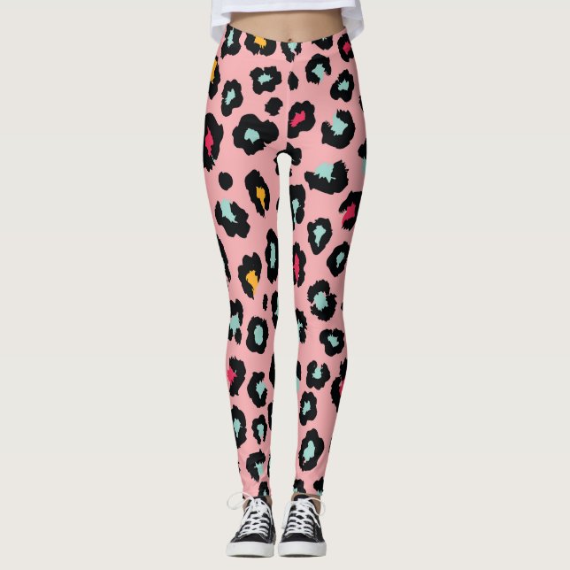 Leopard Exotic: farbenfroher Nahtloser Spaß. Leggings (Vorderseite)