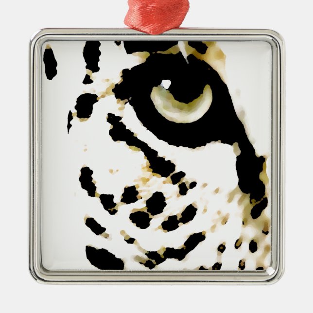 Leopard Eye Silbernes Ornament (Vorne)