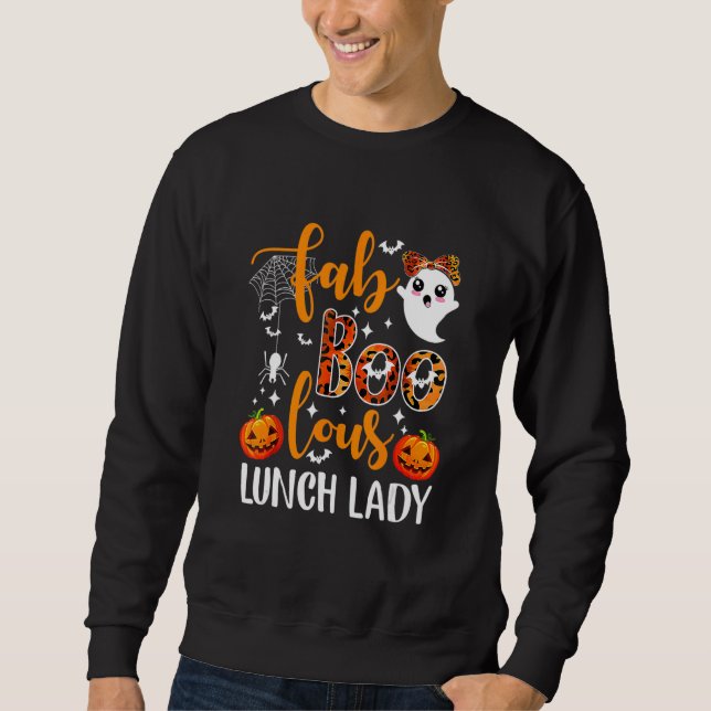 Leopard Fab Boo Lous Lunch Lady Team Teacher Hallo Sweatshirt (Vorderseite)
