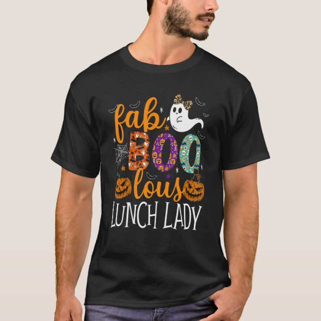 Leopard Fab Boo Lous Lunch Lady Team Teacher Spook T-Shirt (Vorderseite)