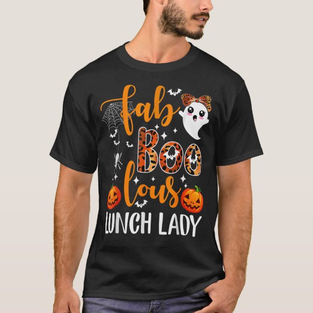 Leopard Fab Boo Lous Lunch Lady Team Teacher Spook T-Shirt (Vorderseite)