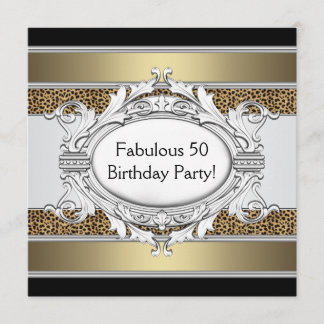 Leopard Fabulous 50. Frauen 50. Geburtstagsparty Einladung