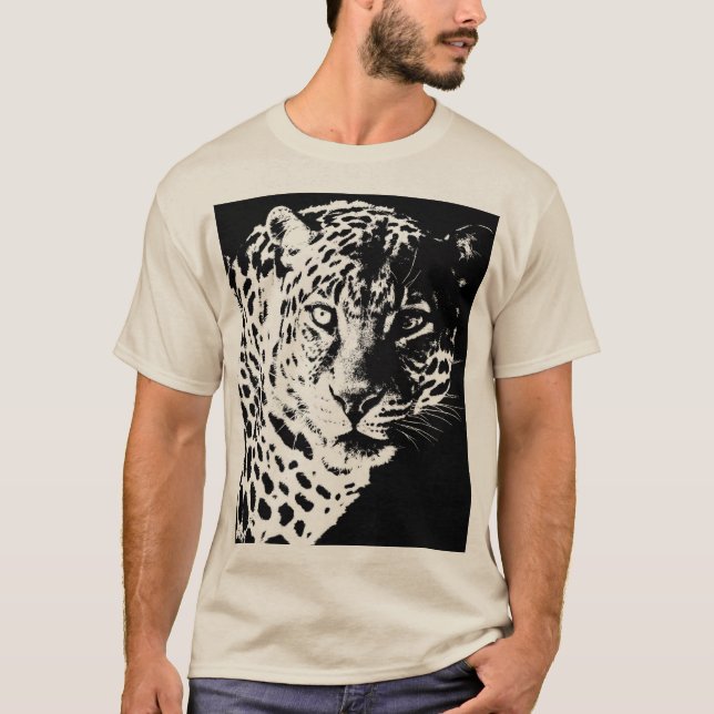 Leopard Face Eleganter Pop T-Shirt (Vorderseite)