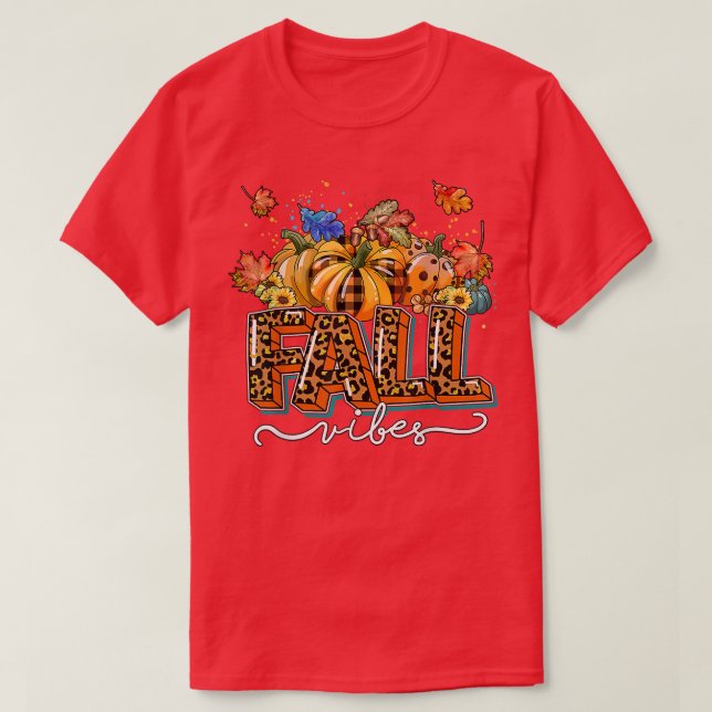 Leopard Fall Vibes Pumpkin Jahreszeit Herbst verlä T-Shirt (Design vorne)