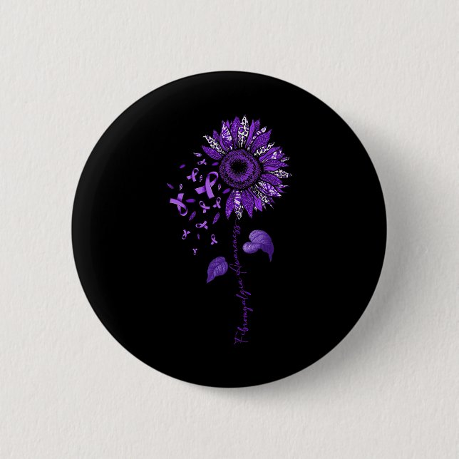 Leopard Fibromyalgie Bewusstsein Lila Band Button (Vorderseite)