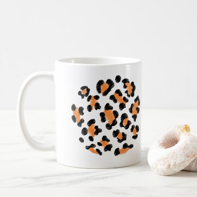 Leopard flankiert Tierhautdesign Kaffeetasse (Mit Donut)