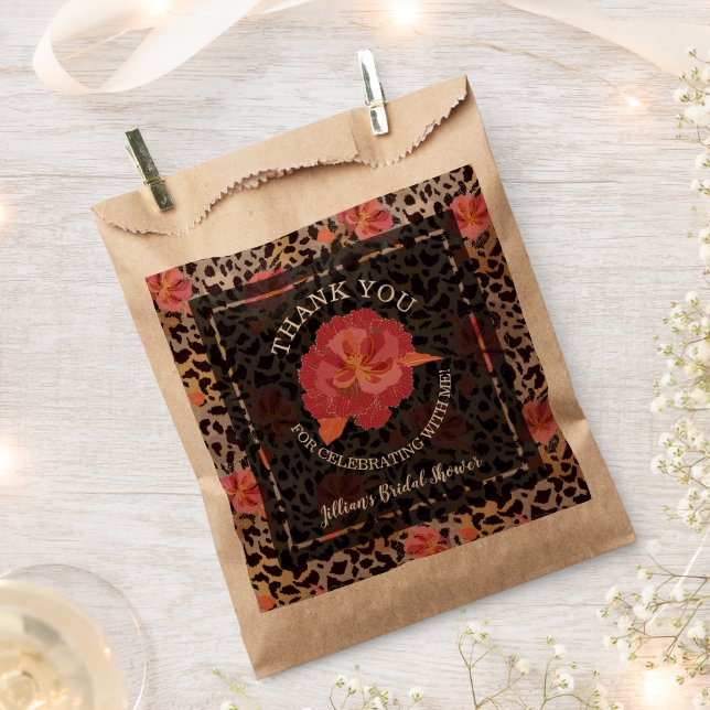 Leopard Floral Brautparty Vielen Dank Geschenktütchen (Ausgeschnitten)