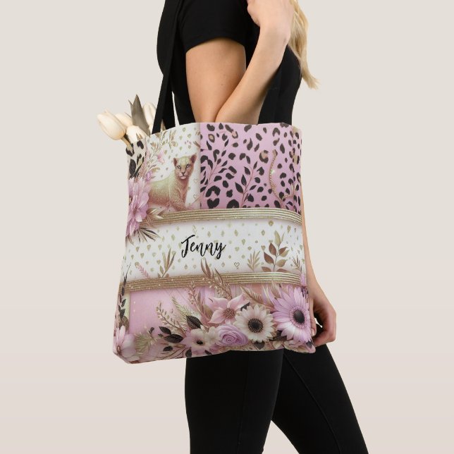 Leopard Floral Pink Gold Personalisiert (Von Nahem)