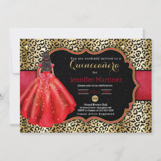 Leopard Foto quinceañera Einladung