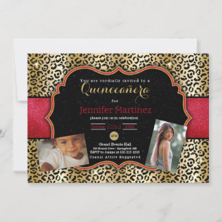 Leopard Foto quinceañera Einladung
