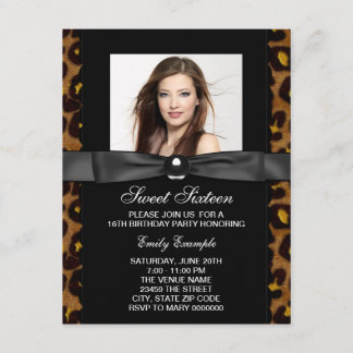 Leopard Foto Sweet 16 Geburtstagsparty Einladung