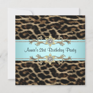 Leopard Frauen 21. Geburtstag Party Einladung