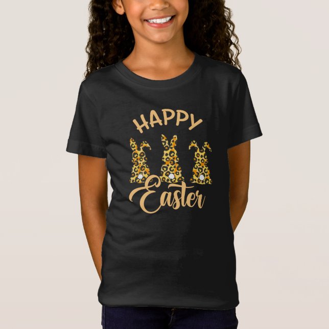 Leopard Frohe Ostern T-Shirt (Vorderseite)