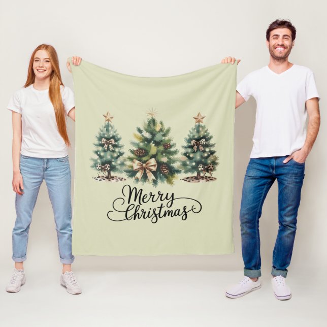 Leopard Frohe Weihnachten Baum Kokette Schleife Xm Fleecedecke (Beispiel)