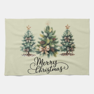 Leopard Frohe Weihnachten Baum Kokette Schleife Xm Geschirrtuch