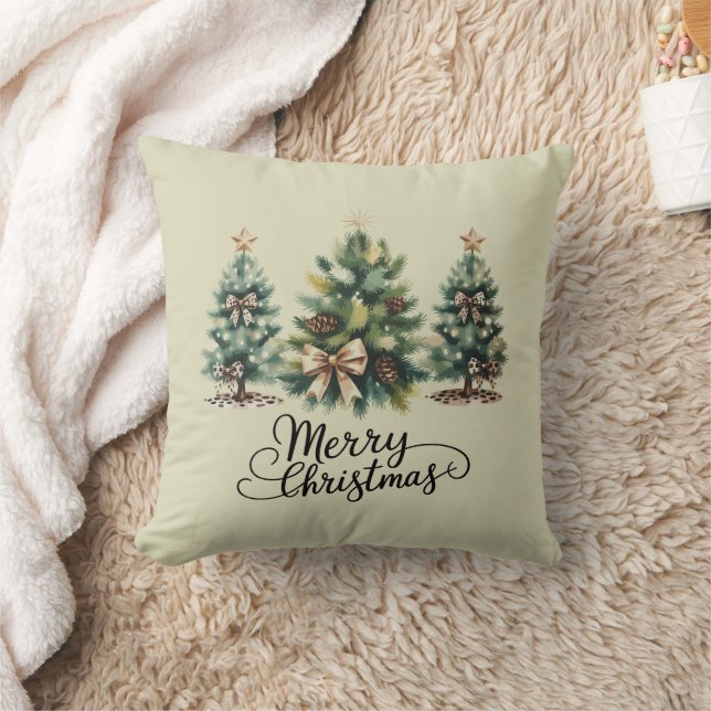 Leopard Frohe Weihnachten Baum Kokette Schleife Xm Kissen (Decke)