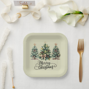 Leopard Frohe Weihnachten Baum Kokette Schleife Xm Pappteller