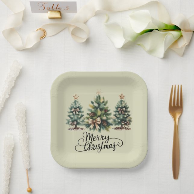 Leopard Frohe Weihnachten Baum Kokette Schleife Xm Pappteller (Hochzeit)