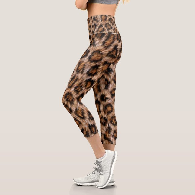 Leopard Fur Animal Print Fun Muster Capri Leggings (Links)