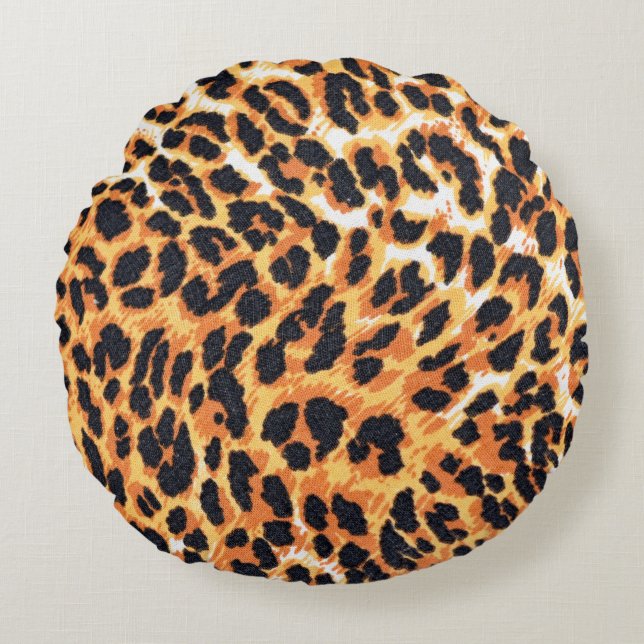 leopard fur as backgroundleopard,pattern,print,ski rundes kissen (Vorderseite)