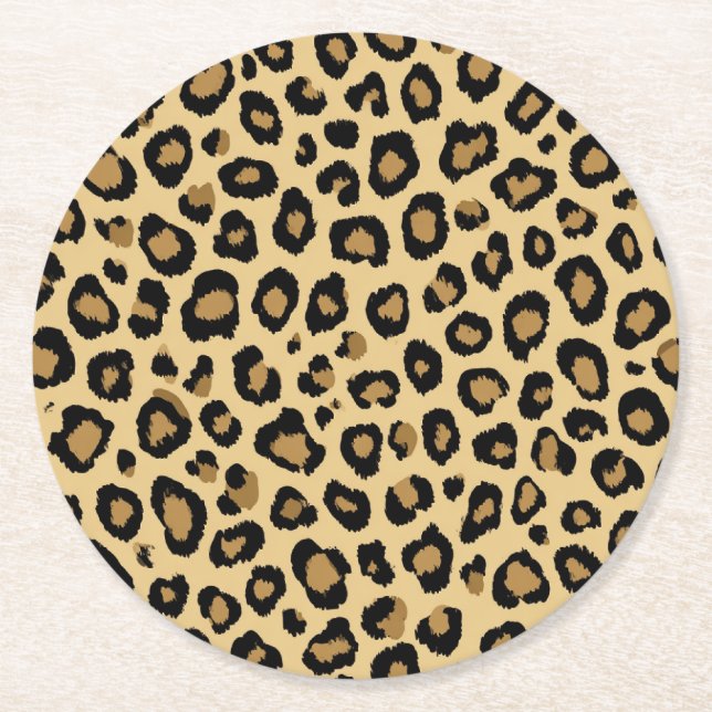 Leopard für Baby Shower Runder Pappuntersetzer (Vorderseite)