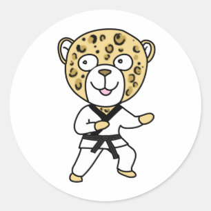 Leopard für Kampfkunst Runder Aufkleber