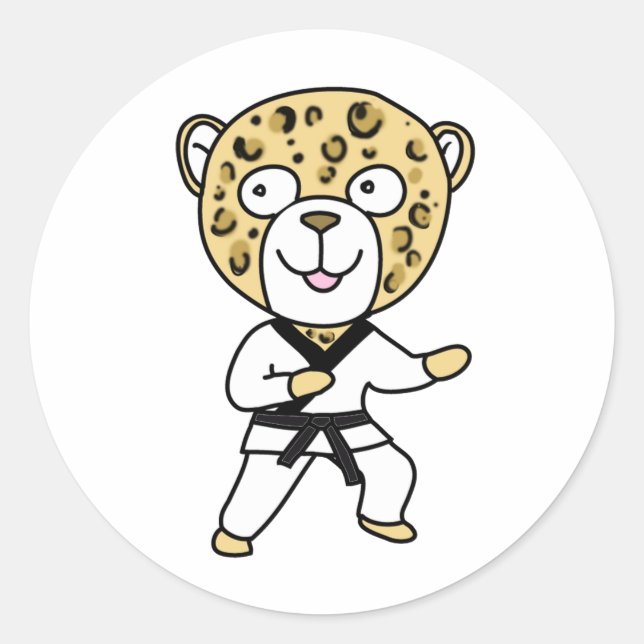 Leopard für Kampfkunst Runder Aufkleber (Vorderseite)