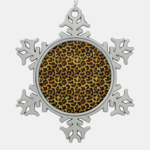Leopard Fur Print Animal Muster Schneeflocken Zinn-Ornament