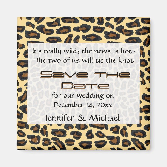 Leopard Fur Save the Date Magnet (Vorne)
