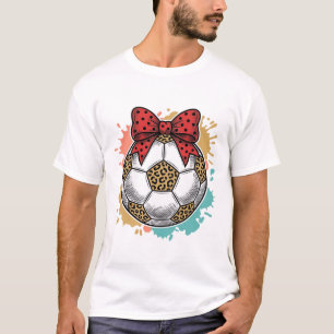 Leopard Fußball Bow Vintage Gravur Shirt Design_