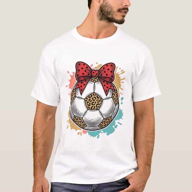Leopard Fußball Bow Vintage Gravur Shirt Design_ (Vorderseite)