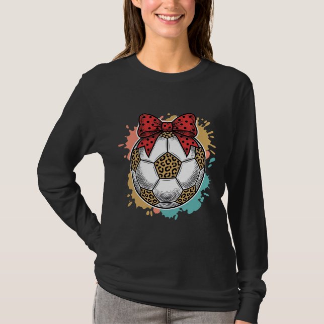 Leopard Fußball Bow Vintage Gravur Shirt Design_ (Vorderseite)