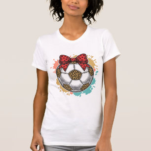 Leopard Fußball Bow Vintage Gravur Shirt Design_