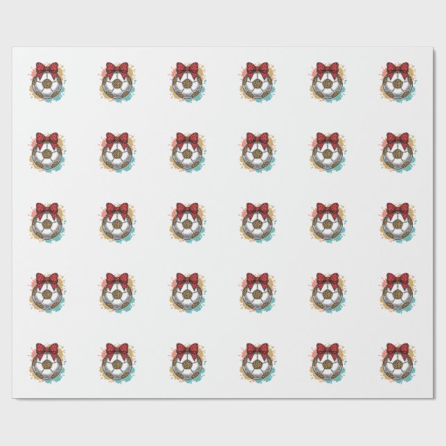 Leopard Fußball Bow Vintage Gravur Shirt Design_ Geschenkpapier (Flach)
