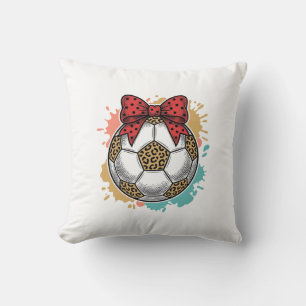 Leopard Fußball Bow Vintage Gravur Shirt Design_ Kissen