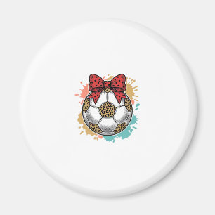 Leopard Fußball Bow Vintage Gravur Shirt Design_ Magnet