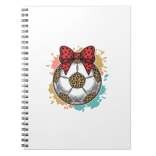 Leopard Fußball Bow Vintage Gravur Shirt Design_ Notizblock
