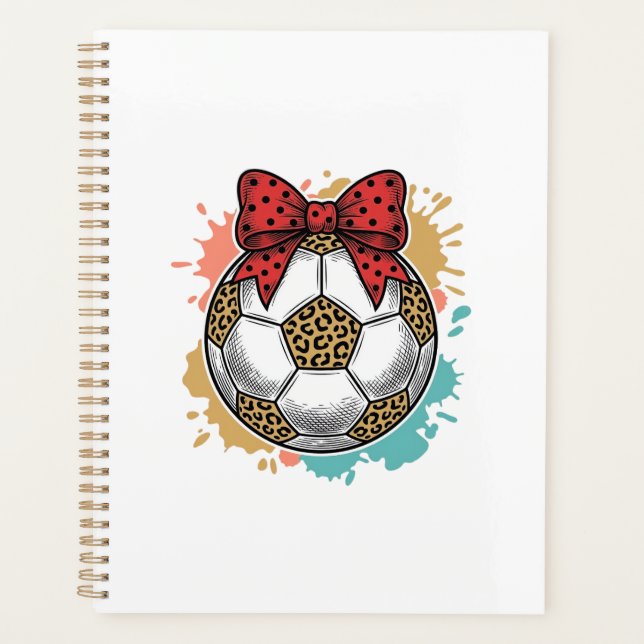 Leopard Fußball Bow Vintage Gravur Shirt Design_ Planer (Vorderseite)