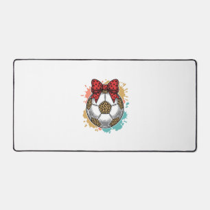 Leopard Fußball Bow Vintage Gravur Shirt Design_ Schreibtischunterlage