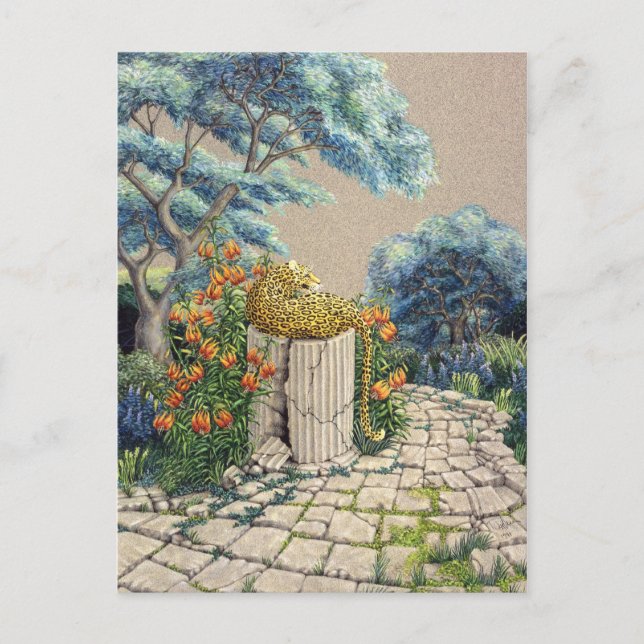 Leopard-Garten Postkarte (Vorderseite)